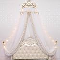 Crown Bed Tent, Hanging Mosquito Net Cover, King Size Bed Dome Cover, Girls Bedroom Decor, Breathable Dustproof Bedspread (White 1.5m Bed)