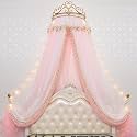 Crown Bed Tent, Hanging Mosquito Net Cover, King Size Bed Dome Cover, Girls Bedroom Decor, Breathable Dustproof Bedspread (Pink2 1.8m Bed)