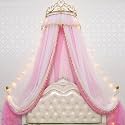 Crown Bed Tent, Hanging Mosquito Net Cover, King Size Bed Dome Cover, Girls Bedroom Decor, Breathable Dustproof Bedspread (Pink1 1.5m Bed)
