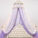 Crown Bed Tent, Hanging Mosquito Net Cover, King Size Bed Dome Cover, Girls Bedroom Decor, Breathable Dustproof Bedspread (Purple 2m Bed)