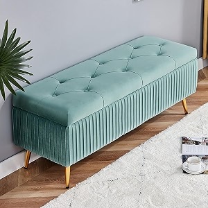 upholstered flip top storage bench for living room storage bench in golden steel legs yellow