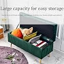 Upholstered Flip Top Storage Bench for Living Room| Storage Bench in Golden Steel Legs (Brown)