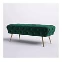 Upholstered Flip Top Storage Bench for Living Room| Storage Bench in Golden Steel Legs (Green (Without Storage))