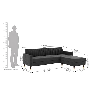 velvet 4 seater sofa  ottoman modern sofa sectional sofa with tufted backrest and ottoman for your loving space velvet grey