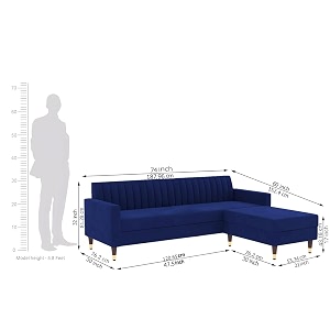 velvet 4 seater sofa  ottoman modern sofa sectional sofa with tufted backrest and ottoman for your loving space velvet blue