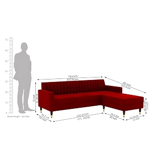 velvet 4 seater sofa  ottoman modern sofa sectional sofa with tufted backrest and ottoman for your loving space velvet red
