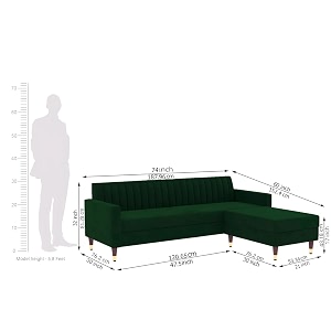 velvet 4 seater sofa  ottoman modern sofa sectional sofa with tufted backrest and ottoman for your loving space velvet green