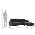 Velvet 4 Seater Sofa + Ottoman Modern Sofa Sectional Sofa with Tufted Backrest and Ottoman for Your Loving Space Velvet (Grey)