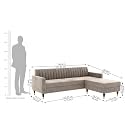 Velvet 4 Seater Sofa + Ottoman Modern Sofa Sectional Sofa with Tufted Backrest and Ottoman for Your Loving Space Velvet (Beige)