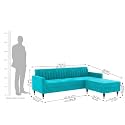 Velvet 4 Seater Sofa + Ottoman Modern Sofa Sectional Sofa with Tufted Backrest and Ottoman for Your Loving Space Velvet (Sky Blue)