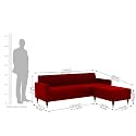 Velvet 4 Seater Sofa + Ottoman Modern Sofa Sectional Sofa with Tufted Backrest and Ottoman for Your Loving Space Velvet (Red)