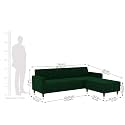 Velvet 4 Seater Sofa + Ottoman Modern Sofa Sectional Sofa with Tufted Backrest and Ottoman for Your Loving Space Velvet (Green)