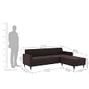 Velvet 4 Seater Sofa + Ottoman Modern Sofa Sectional Sofa with Tufted Backrest and Ottoman for Your Loving Space Velvet (Brown)