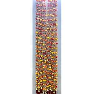 crown nimreet handicrafts pom pom string with golden beads bell hanging torans decoration multicolour 10