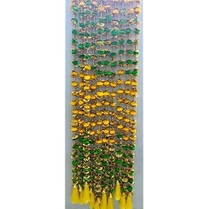 crown nimreet handicrafts pom pom string with golden beads bell hanging torans decoration greenyellow 10