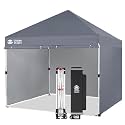 CROWN SHADES 10X10 Pop Up Canopy Tent with Sidewalls, Tall Center, Gray