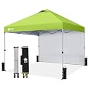CROWN SHADES 10x10 Pop Up Canopy with 1 Side Wall, Beach Canopy Tent, Green