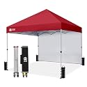 CROWN SHADES 10x10 Pop Up Canopy with 1 Side Wall, Beach Tent, Cyan Blue