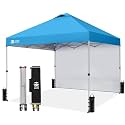 CROWN SHADES 10x10 Pop Up Canopy with 1 Side Wall, Beach Tent, Sky Blue