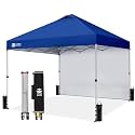 CROWN SHADES 10x10 Pop Up Canopy with 1 Side Wall, Beach Tent, Navy Blue