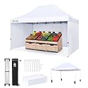 CROWN SHADES 10x15 Commercial Pop Up Canopy Tent with Sidewalls, White