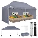 CROWN SHADES 10x20 Commercial Pop Up Canopy Tent with Sidewalls, Gray