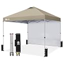 CROWN SHADES 12x12 Pop Up Canopy with 1 Side Wall, Beach Canopy Tent, Beige