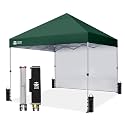 CROWN SHADES 12x12 Pop Up Canopy with 1 Side Wall, Beach Tent, Forest Green