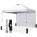 CROWN SHADES 12x12 Pop Up Canopy with 1 Side Wall, Beach Canopy Tent, White