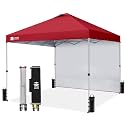 CROWN SHADES 12x12 Pop Up Canopy with 1 Side Wall, Beach Canopy Tent, Red