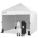 CROWN SHADES 8x8 Commercial Pop Up Canopy Tent with Sidewalls, White