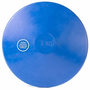 crown sporting goods crown sporting goods 2kg rubber practice discus - mens amp college official weight - indoor amp outdoor blue non-marking rubber 2 kilo track amp field