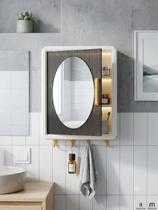 Crownista Plastic Bathroom Cabinet with Mirror Wall