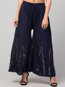 crown king garments regular fit women dark blue trousers