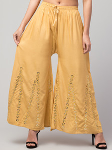 crown king garments regular fit women yellow trousers