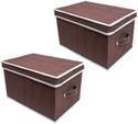Crownsy Foldable Organizer Box for Cloths, Kid's toy with Top Lid Set of 2 Storage Box (Brown)
