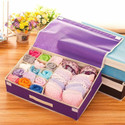 Crownsy Lingerie Storage Organizer With Lid Non-Woven Drawer Dividers Innerwear Storage (Purple)
