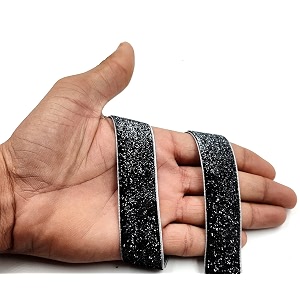 crt sequnce lace ribbon patti lace border withsaree border party decoration craftwork width-25 nms pack of 9 mtr grey