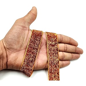 crt sequnce lace ribbon patti lace border withsaree border party decoration craftwork width-25 nms pack of 9 mtr orange