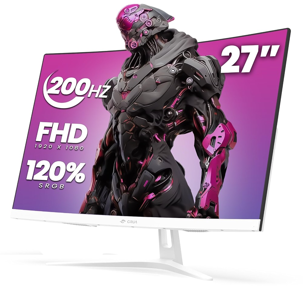 CRUA 27 inch Curved Gaming Monitor, FHD 1920x1080P, 165Hz /200Hz ...