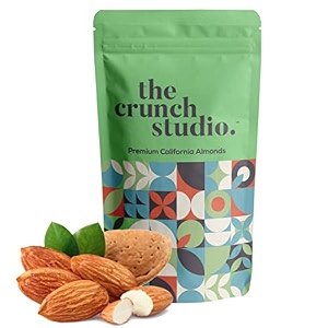 the crunch studio premium california almonds - 200 grams  californian almond dry fruit super crunchy and delicious healthy snack