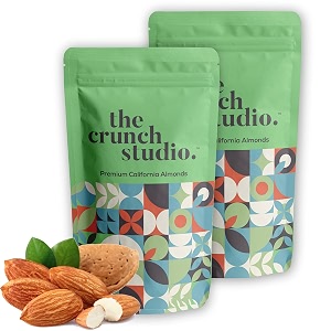 the crunch studio premium california almonds  200 grams pack of 2  californian almond dry fruit super crunchy and delicious healthy snack