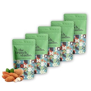 the crunch studio premium california almonds  200 grams  family pack of 5  californian almond dry fruit super crunchy and delicious healthy snack