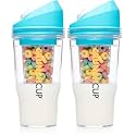 CRUNCHCUP XL Portable Cereal Cup for Breakfast On the Go - Blue (Pack of 2)