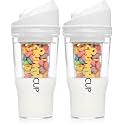 CRUNCHCUP XL Portable Cereal Cup for Breakfast On the Go - White (Pack of 2)