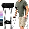 Crutch Pads and Hand Grips Plush Soft Memory Foam Underarm Crutch Pads Non-Slip Crutch Cushions for Adults &amp; Youth, Universal Fit for Standard Crutches Washable Easy Install Pressure-Relieving Comfort
