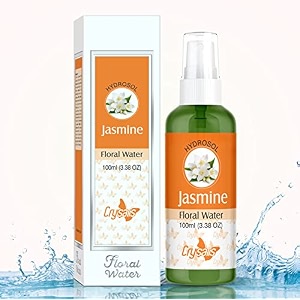 crysalis 100 pure natural jasmine hydrosol uncut steam distilled flowers of jasminum officinale purified floral water cosmetic grade facial aromatic mist spray cleanses amp balances skin tone- 100 ml