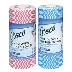 crysco non-woven reusable amp washable kitchen towel roll wipes 80 wipes per roll pack of 2 roll total 160 sheets