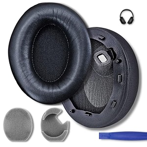 crysendo replacement headphone sheepskin leather cushion for son-y wh-1000xm4 headphone  replacement ear cushion foam cover ear pads soft cushion  upgraded luxury memory foam black