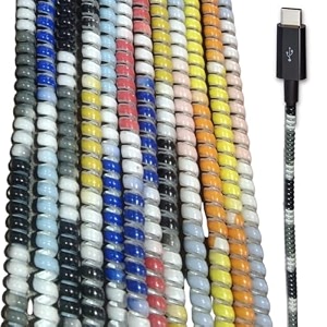 crysendo spiral tpu 15 meter cable protector cord wire charger winder for iphone amp android charging data cables earphones 15 meter  150 cm pack of 2triple colour